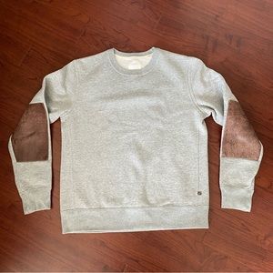 Billy Reid Gray Dover Sweatshirt w/ Leather Patches - Men’s Medium